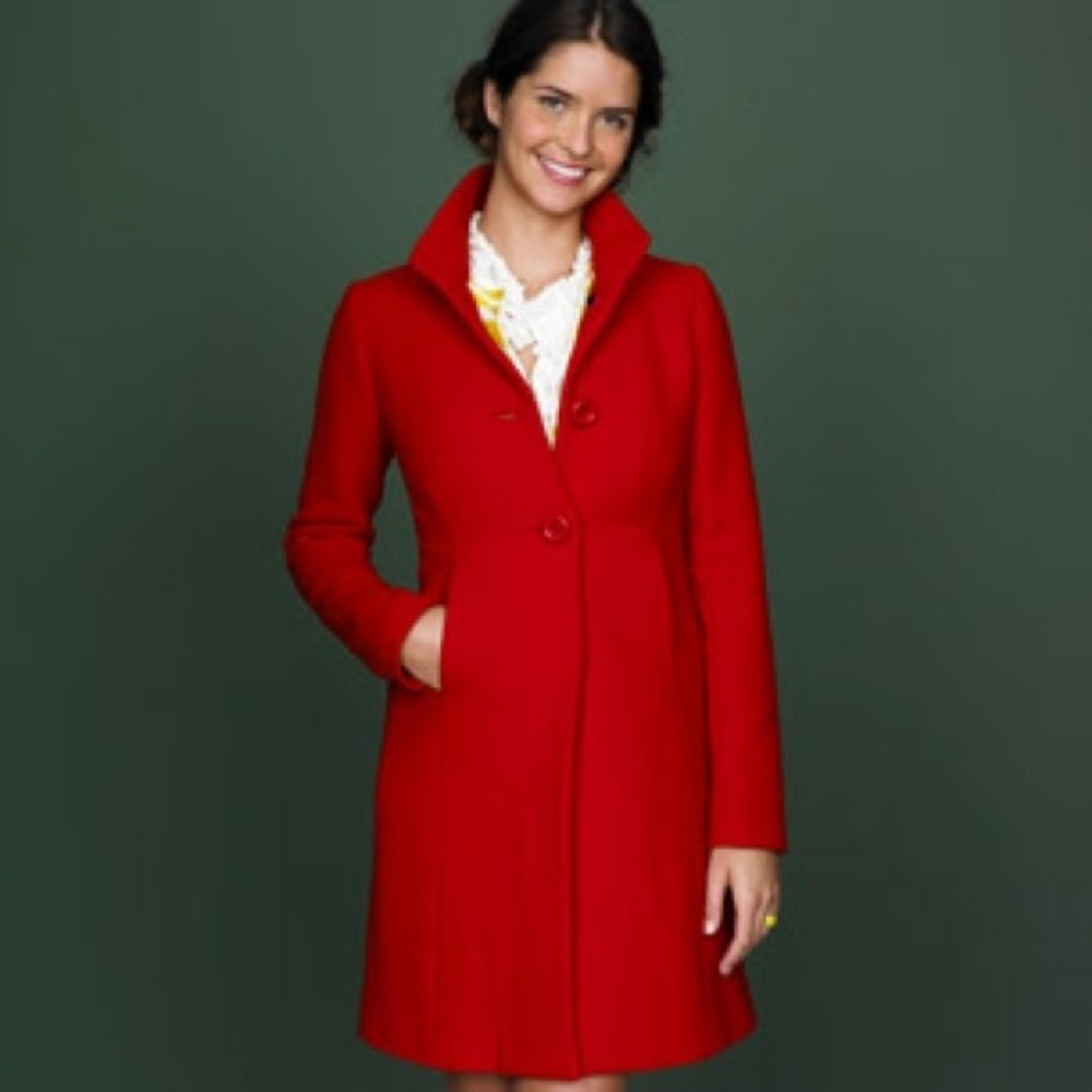 🍁 J.Crew Red Wool Sybil Coat Size 6